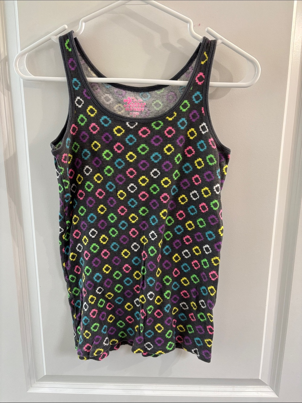 Black Tank Top with Neon Geo Print